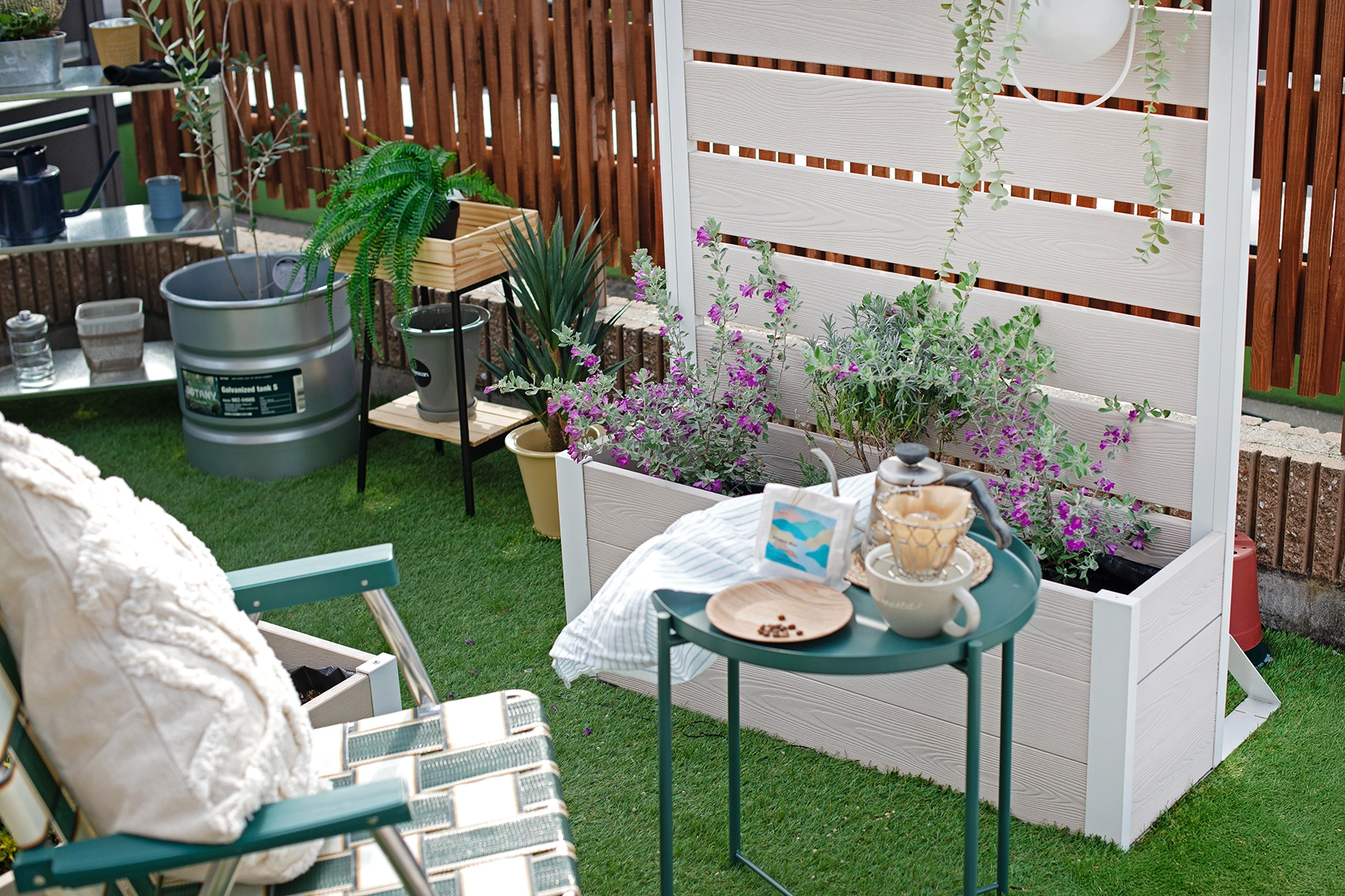 屋上,プランターフェンス,コーヒー