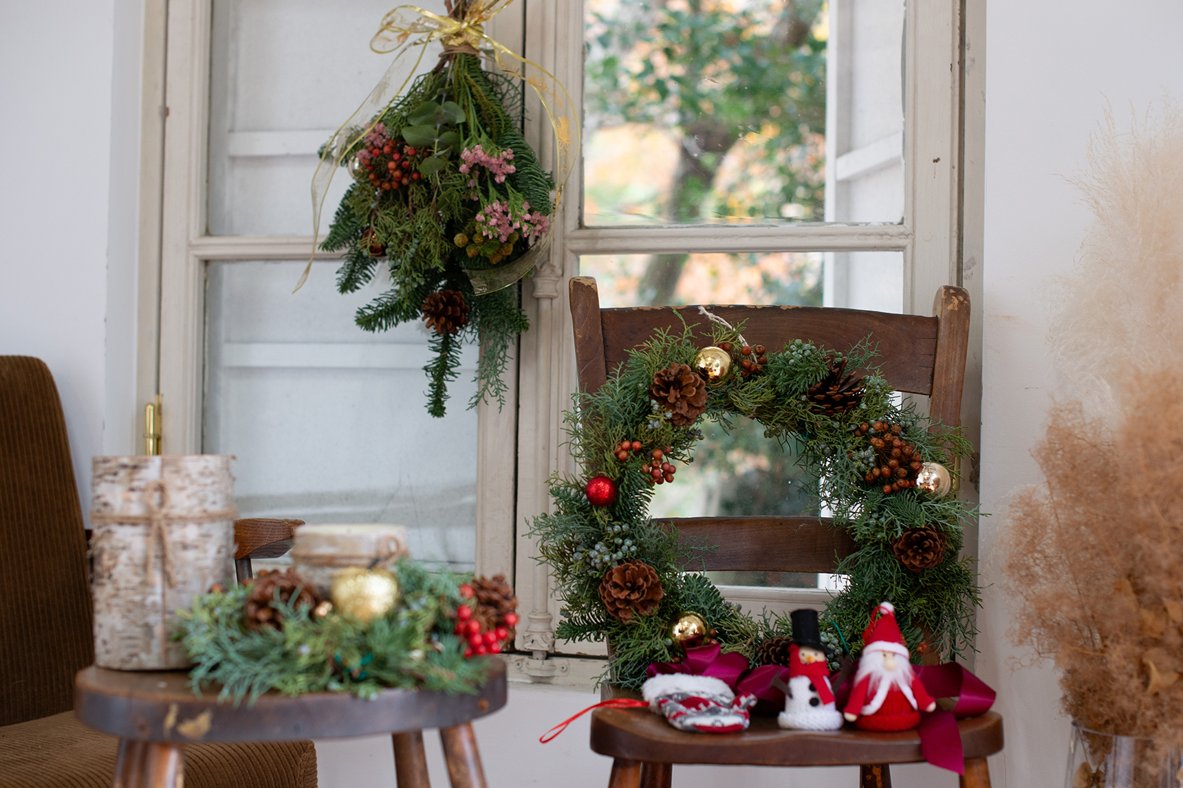 クリスマス,リース,スワッグ,キャンドル